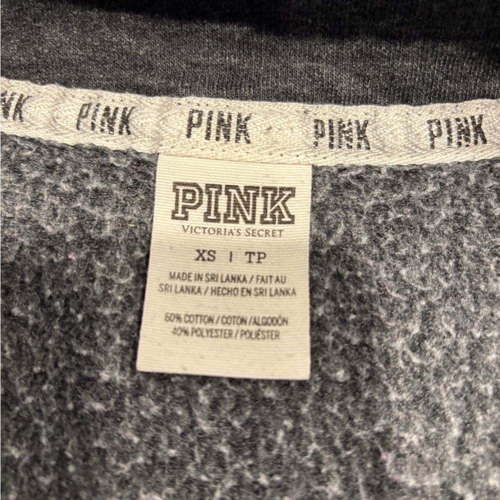 Victoria's Secret PINK Gray and Black Half Zip Sweatshirt, Size XS - Picture 7 of 10